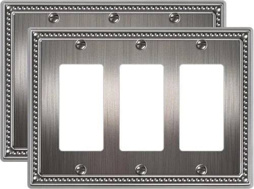 Vista 11 de Paquete de 2 cubiertas de placa de interruptor de luz de doble palanca, cubiertas decorativas de placa de doble interruptor Pearls, placa de pared