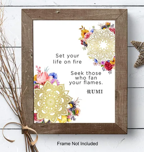 Vista 8 de Rumi - Decoración de pared Zen - Arte de pared Namaste Lotus Mandala - Cita motivacional positiva inspiradora regalo budista espiritual para mujeres