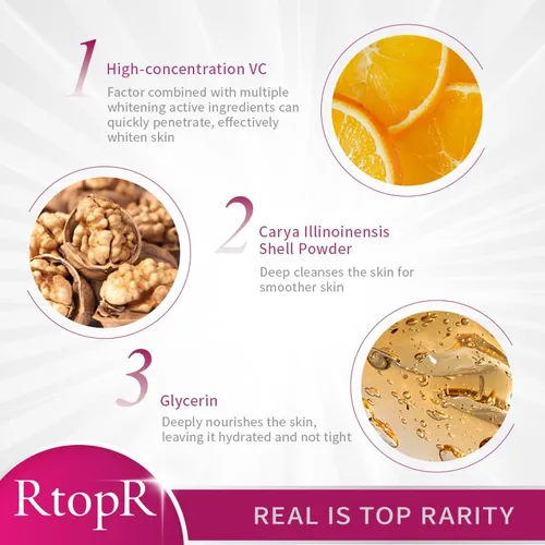 Vista 6 de RtopR Exfoliante facial, exfoliante de nuez para suavizar la cutícula, limpieza profunda, suave y delicada, piel brillante, todo