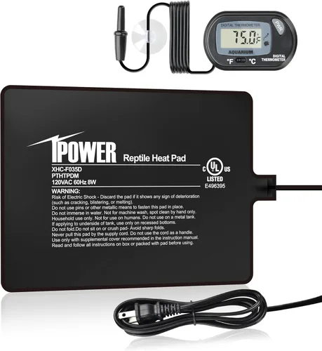 Vista 31 de iPower Almohadilla de Calor para Reptiles de 6 x 8 Pulgadas, 8 W, Calentador de Terrario Debajo del Tanque, Alfombrilla Calefactora para Tortuga