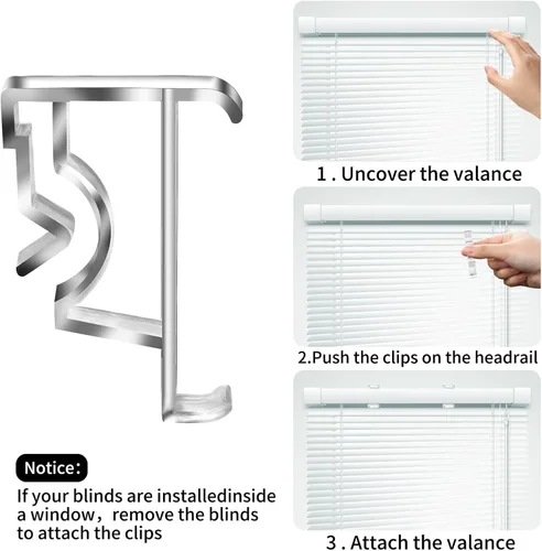 Vista 4 de 12 clips ocultos de plástico transparente de 2 pulgadas para persianas horizontales
