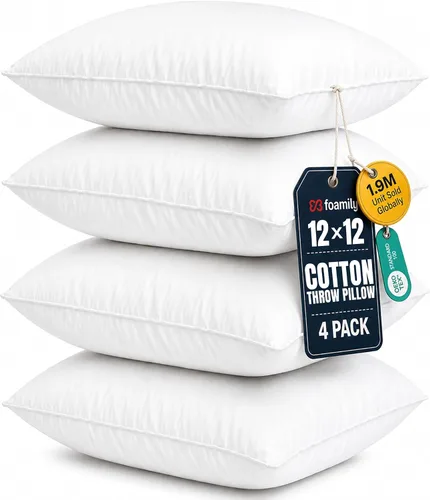 Vista 29 de Foamily Insertos de almohada 100% algodón de 12 x 12 pulgadas, rellenos de almohada para almohadas decorativas para sofá y cama, relleno de almohada