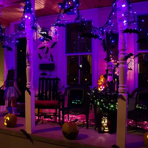 Vista 2 de JMEXSUSS 200 luces solares púrpuras de Halloween del LED/200 luces de Halloween púrpura LED