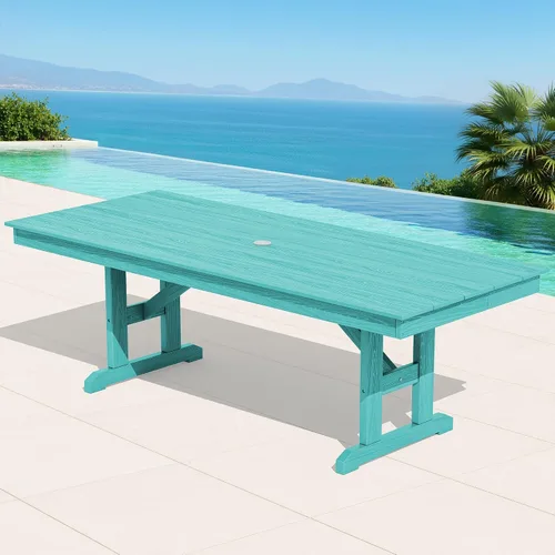Vista 2 de SERWALL Outdoor 84" HDPE Rectangular Dining Table for 6-8,All-Weather,Aruba
