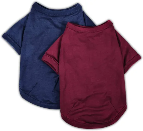 Vista 2 de Koneseve Camisas para perros, ropa de algodón suave para perros, camiseta elástica para perros pequeños, medianos y grandes, camisa de gato azul