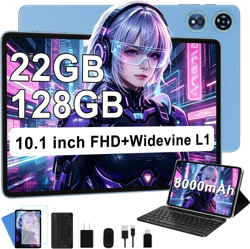 Vista 8 de Tableta de 10 pulgadas Android 15 con 30 GB de RAM 128 GB de ROM 1 TB de expansión, Tablets de 8000 mAh Octa-Core con teclado y ratón, pantalla HD
