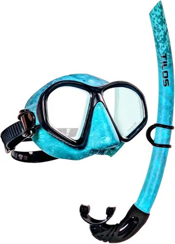 Vista 7 de Tilos Spawn - Juego de esnórquel con máscara de camuflaje para pesca submarina, buceo libre, buceo, esnórquel