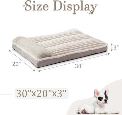 Vista 3 de Cama para perros grandes, colchón para perro con almohada para jaula de perrera, cama sofá para mascotas, cama para mascotas súper suave para razas