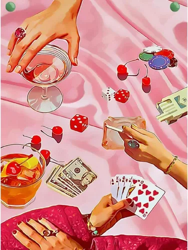 Vista 13 de KICHANG Juego de 4 piezas de pintura de diamante vintage rosa para adultos, kits de arte de diamantes 5D, diamantes redondos de taladro completo