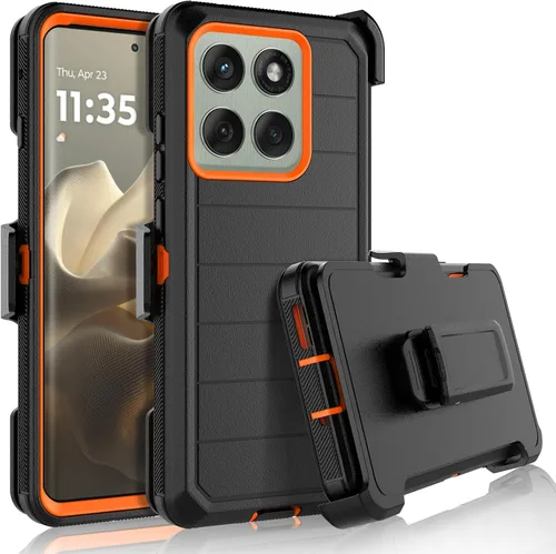 Vista 9 de Njjex - Funda para Moto Edge 2023/Edge 5G UW 2023/Edge 40 Pro con clip para cinturón Naranja