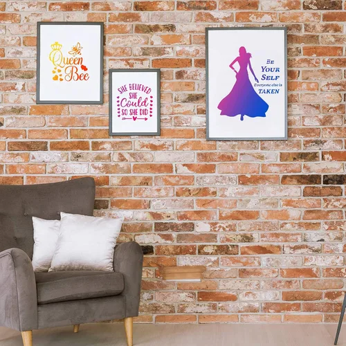 Vista 4 de Zonon 16 plantillas temáticas para mujer, plantillas de pintura en lienzo, con cita inspiradora y cita inspiradora, para el hogar, decoración