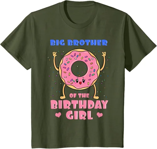 Vista 15 de Big Brother Of The Birthday Girl Donut Bday Party Bro Sib Camiseta, Negro, S