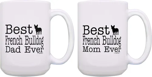 Vista 18 de ThisWear Dog Owner Gifts Best French Bulldog Dad Ever Paw Pattern Gift - Taza de café de cerámica de 11 onzas con mango y patrón de hueso