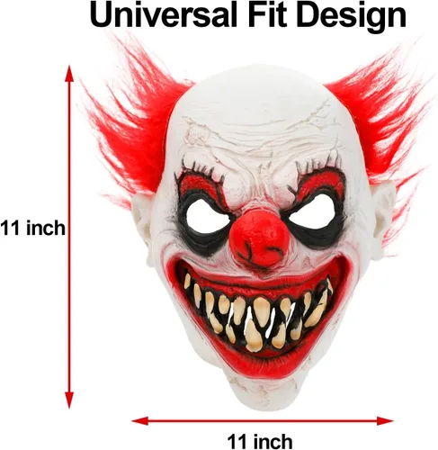 Vista 7 de Clown Mask Halloween Scary Clown Mask Red