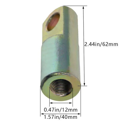 Vista 3 de Jutagoss 2pcs cilindro de aire Rod, extremo de horquilla 2.441 in longitud M12x1.25 rosca hembra Y conector