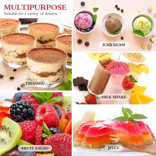 Vista 4 de Paquete de 100 mini tazas de postre con cucharas, pequeñas de plástico transparente de 3 onzas, inclinadas y redondas, vasos desechables tipo