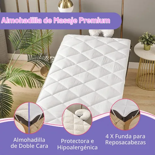 Vista 3 de Almohadilla de mesa de masaje de doble cara, funda de vellón de felpa y microfibra, cubrecolchón suave para cama de masaje y funda de spa