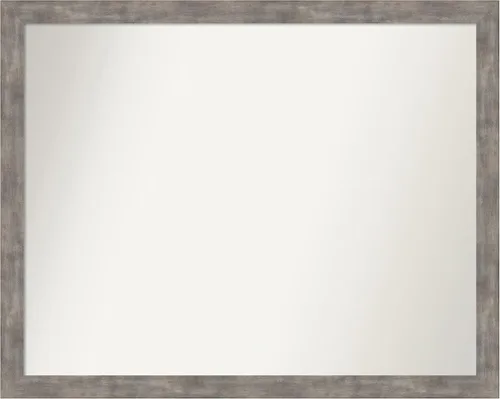 Vista 132 de Amanti Art Silver Bathroom Mirror for Over Sink, 26x45 Custom Made Marred Pewter Rectangle Vanity Mirror, Oversize Casual Wood Frame, Hangs Estaño