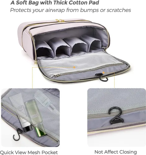 Vista 4 de Funda de viaje de doble capa para Dyson Airwrap, funda de transporte de viaje Shark Flexstyle, bolsa de almacenamiento portátil impermeable