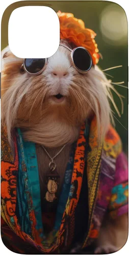Vista 15 de iPhone 16 Boho Hippie Sunglasses Guinea Pig Case