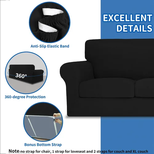Vista 112 de MAXIJIN 2 piezas de fundas para silla con brazos, funda para silla de sofá para sala de estar, funda elástica para perros para una silla con 1 cojín