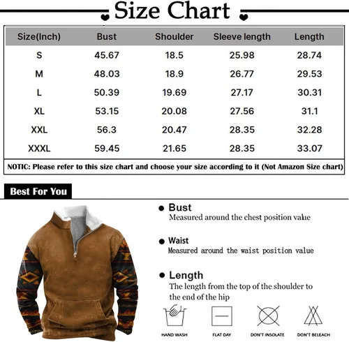 Vista 3 de WENKOMG1 Sudadera india con cremallera de un cuarto para hombre, cuello de solapa, estilo retro, para invierno y otoño