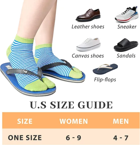 Vista 6 de kilofly 6 pares de calcetines Tabi unisex a rayas divididos de 2 dedos