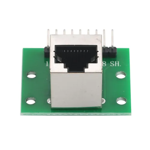 Vista 4 de Kit de adaptador de PCB de ángulo recto RJ45 de 10 piezas con cabezal de 8 pines, enchufe Ethernet vertical para proyectos de audio y redes DMX512