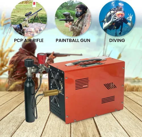 Vista 5 de TUXING Compresor de aire Pcp de 4500 Psi/30Mpa, pantalla LCD digital de presión fija, motor potente de 350 W, alimentado por automóvil 12 V CC