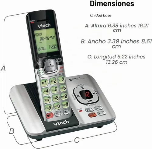 Vista 10 de Teléfono inalámbrico VTech DECT 6.0, Plateado