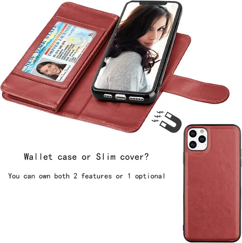Vista 4 de Njjex Funda tipo cartera para iPhone 11 PRO Max 2019, para iPhone 11 PRO Max (6.5 pulgadas), [9 ranuras para tarjetas] Funda de piel sintética