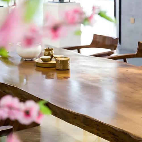 Vista 7 de LAKIQ Escritorio de madera maciza para oficina en casa, mesa rectangular para estación de trabajo, mesa rectangular rústica para sala de Mesa de 2