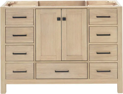 Vista 72 de ARIEL Cambridge Mueble base de tocador de baño de 36 pulgadas, madera maciza, 2 puertas de cierre suave, 5 cajones de cola de milano, roble marrón