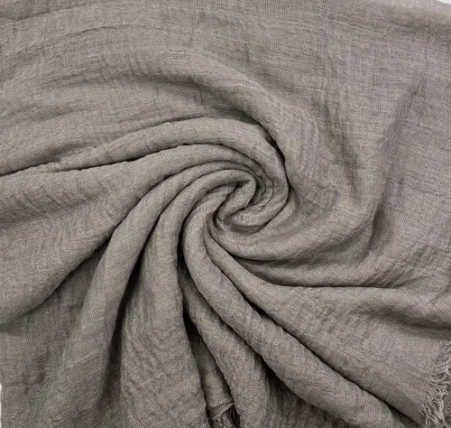 Vista 3 de Humble Hilo Bufanda de gasa de algodón tejido para mujer, estilo bohemio, chal, envoltura para la cabeza con borde con flecos, ligera, pliegues