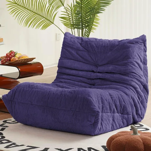 Vista 5 de N&V Silla junto a la chimenea, sofá de suelo sin brazos de mediados de siglo, silla de salón de suelo suave de corduroy premium, silla de sofá