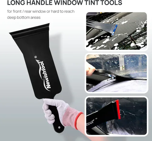 Vista 7 de NEWISHTOOL Herramientas de tinte de ventana para tintado de ventanas, toalla de protección de salpicadero, cuerda de remojo en uno y escobilla