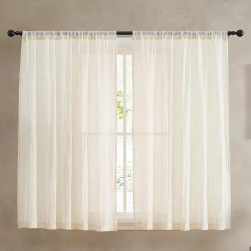 Vista 20 de French Connection - Cortina para ventana, juego de 2 paneles, semitransparente, decoración moderna del hogar, cortinas para sala de estar, comedor