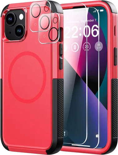Vista 66 de Diverbox Funda para iPhone 13 [compatible con MagSafe] [con protector de pantalla] [a prueba de golpes] [a prueba de caídas] Funda de protección
