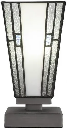 Vista 29 de Toltec Lighting Luna Accent - Lámpara de mesa, acabado grafito, cristal cuadrado de burbujas ahumadas de 3.5 pulgadas