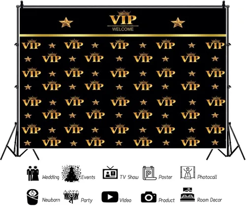 Vista 3 de Telón de fondo de fotografía VIP de 5 x 3 pies, alfombra roja, telón de fondo para pasarelas de estrellas, escenario, fotografía de fondo, cabina