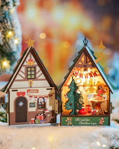 Vista 6 de Rolife Kit de casa de muñecas en miniatura de madera, kit de bricolaje de casa de madera en miniatura para adultos para construir, rompecabezas