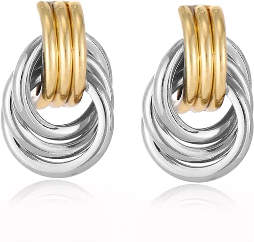 Vista 23 de Aretes chapados en oro de 14 quilates para mujer, joyería gruesa Corazón de oro de 14 quilates