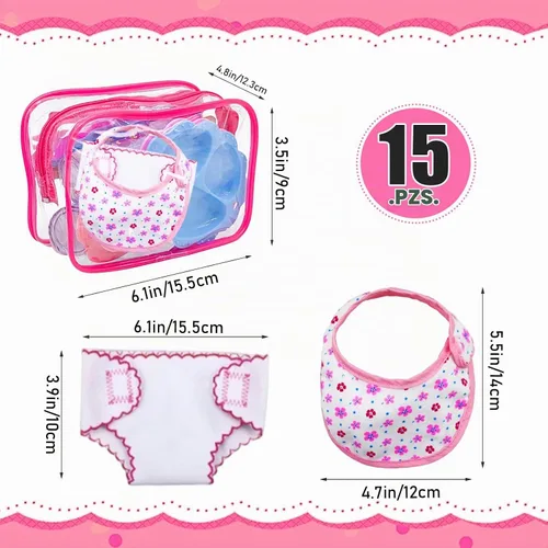 Vista 3 de Juego de 15 botellas mágicas de accesorios para muñecas de bebé, juguete de alimentación con botellas de leche de jugo, kit de alimentación