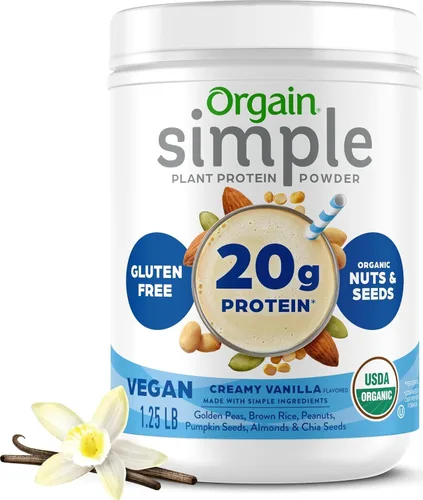Vista 9 de Orgain Proteína simple vegetal orgánica en polvo, 1.25 libras Plant based protein made with less ingredients, no artificial sweeteners, gluten