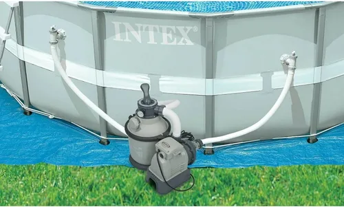 Vista 2 de Intex Krystal - Bomba de filtro de arena transparente para piscinas sobre el suelo, 12 pulgadas, 110-120 V con GFCI
