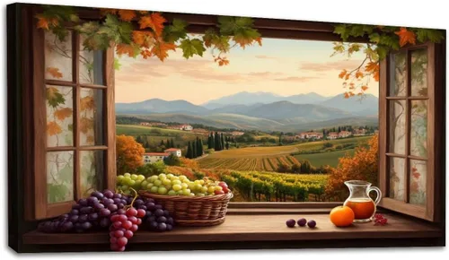 Vista 11 de Lienzo decorativo de 20 x 40 pulgadas, arte de pared de viñedo, paisaje, toscana, Italia, naturaleza, desierto, fotografía, cuadros enmarcados