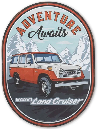 Vista 15 de Letrero redondo de metal para Toyota Land Cruiser Off-Road – Letrero retro de Toyota para garaje, tienda o cueva de hombre