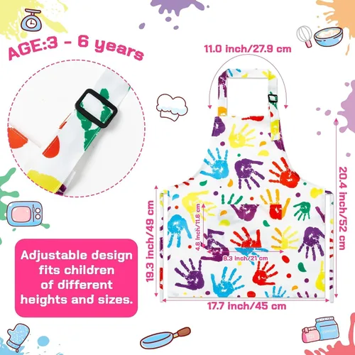 Vista 2 de R HORSE Juego de delantales para niños, paquete de 2 delantales ajustables para pintura artística, juegos de rol, juguetes de chef, divertido regalo