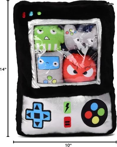 Vista 9 de iscream Juego de almohada de forro polar de 5 piezas en forma de videojuegos con detalles bordados