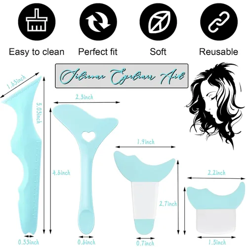 Vista 2 de 4 plantillas de silicona reutilizables para delineadores de ojos, protector de máscara de pestañas, herramienta de ayuda para aplicadores de sombra